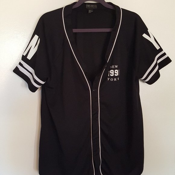 FOREVER 21! Sport Jersey 2X New York Black - Picture 1 of 5